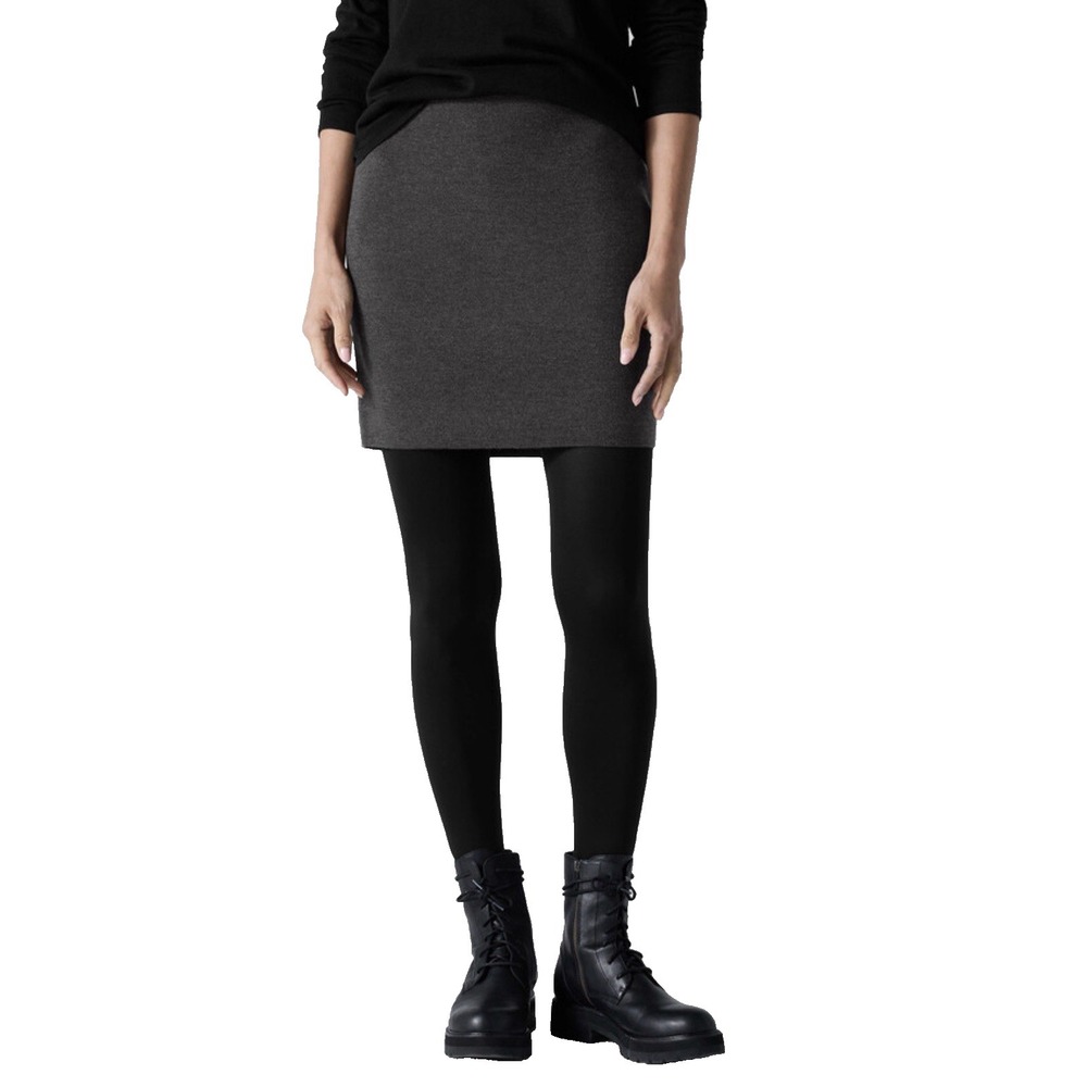 Eileen Fisher 100% Merino Wool Mini Skirt Womens Large Office Designer Slim $188 - Picture 1 of 8